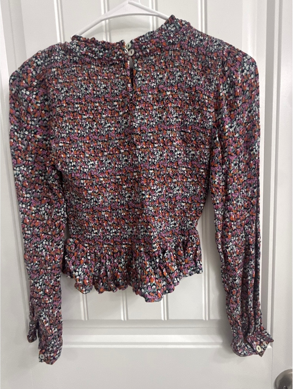 Patrons of Peace Women's XS Floral Long Sleeve Peplum Top